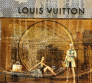 Louis Vuitton Big Golden Logo In Black Backgorund Two Sides Splitted Window  Curtain - REVER LAVIE